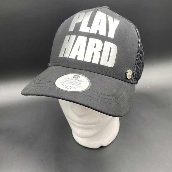 NEW Apana Yoga‎ Play Hard Cap Hat Snapback Trucker NWT Black Fitness - Picture 1 of 12